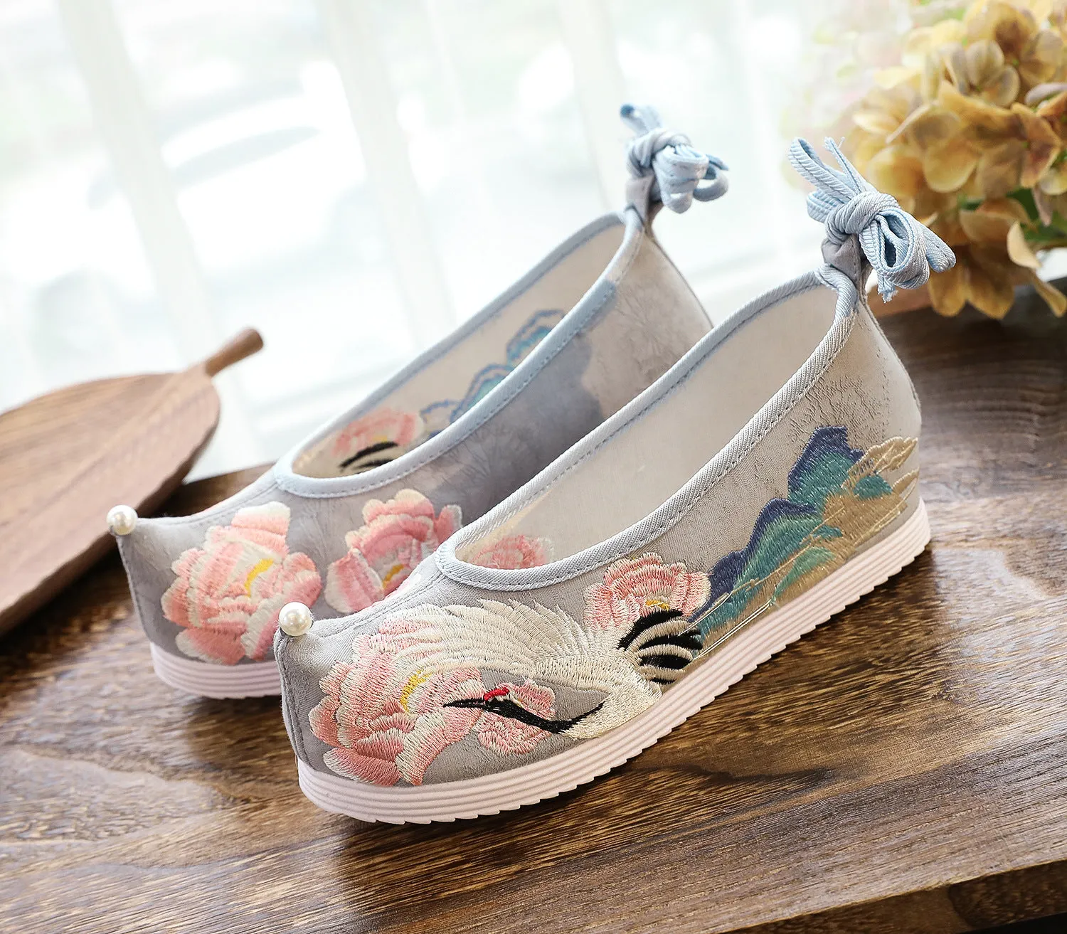 Bow For Han Chinese Clothing Antique Style Canvas Shoes