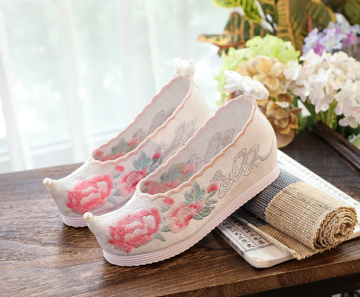 Bow For Han Chinese Clothing Antique Style Canvas Shoes