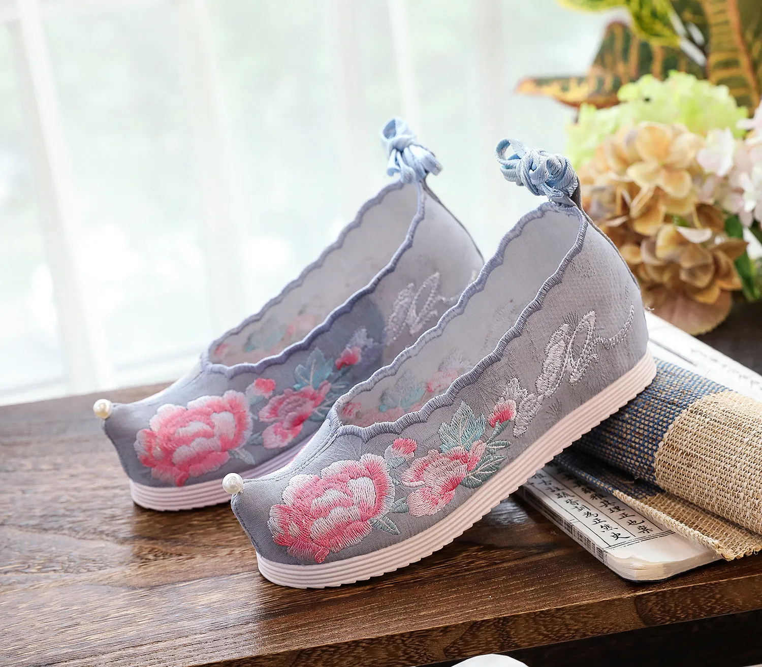 Bow For Han Chinese Clothing Antique Style Canvas Shoes