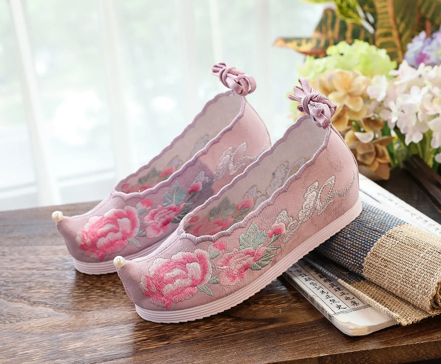 Bow For Han Chinese Clothing Antique Style Canvas Shoes