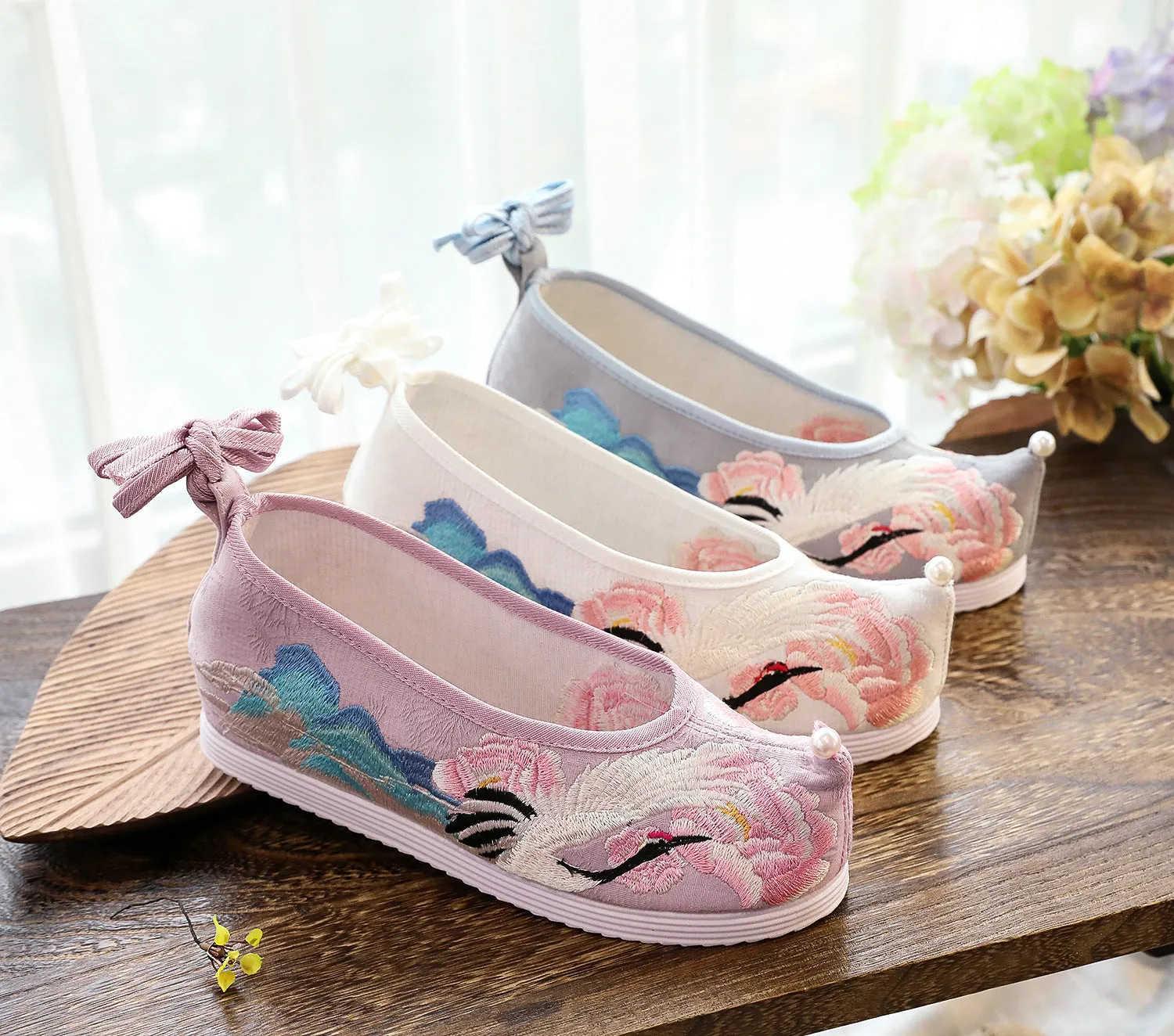 Bow For Han Chinese Clothing Antique Style Canvas Shoes