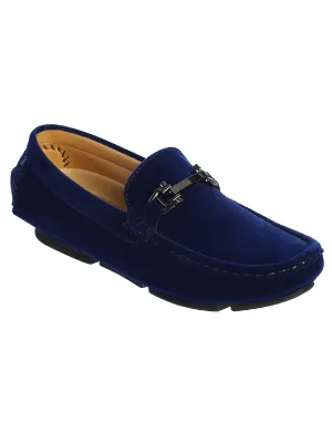 Boys Royal Blue Velvet Horsebit Slip On Loafers 9 Toddler-8 Kids