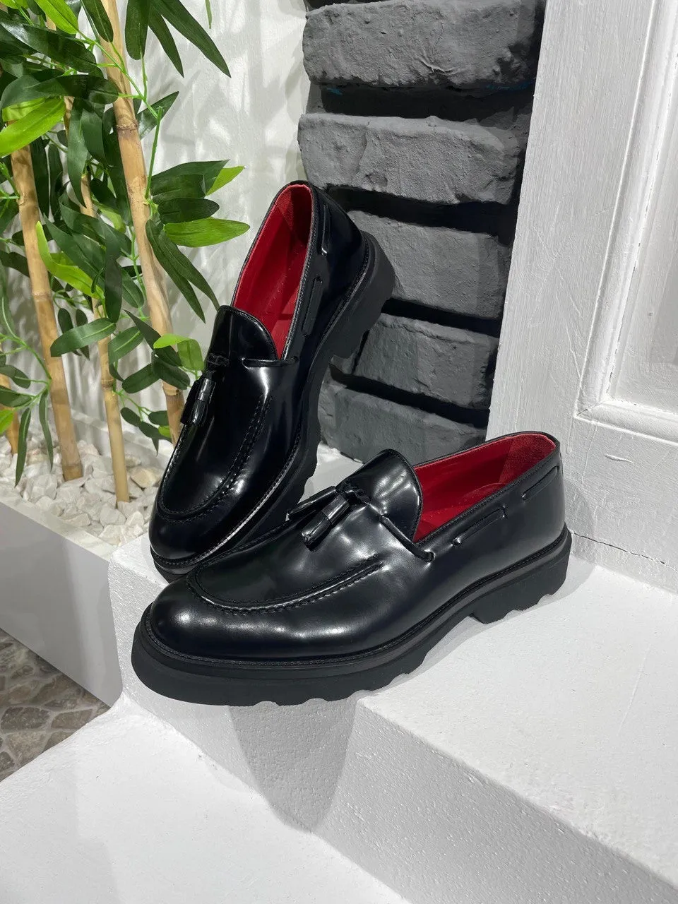 Brabion Belton Black Leather Loafers