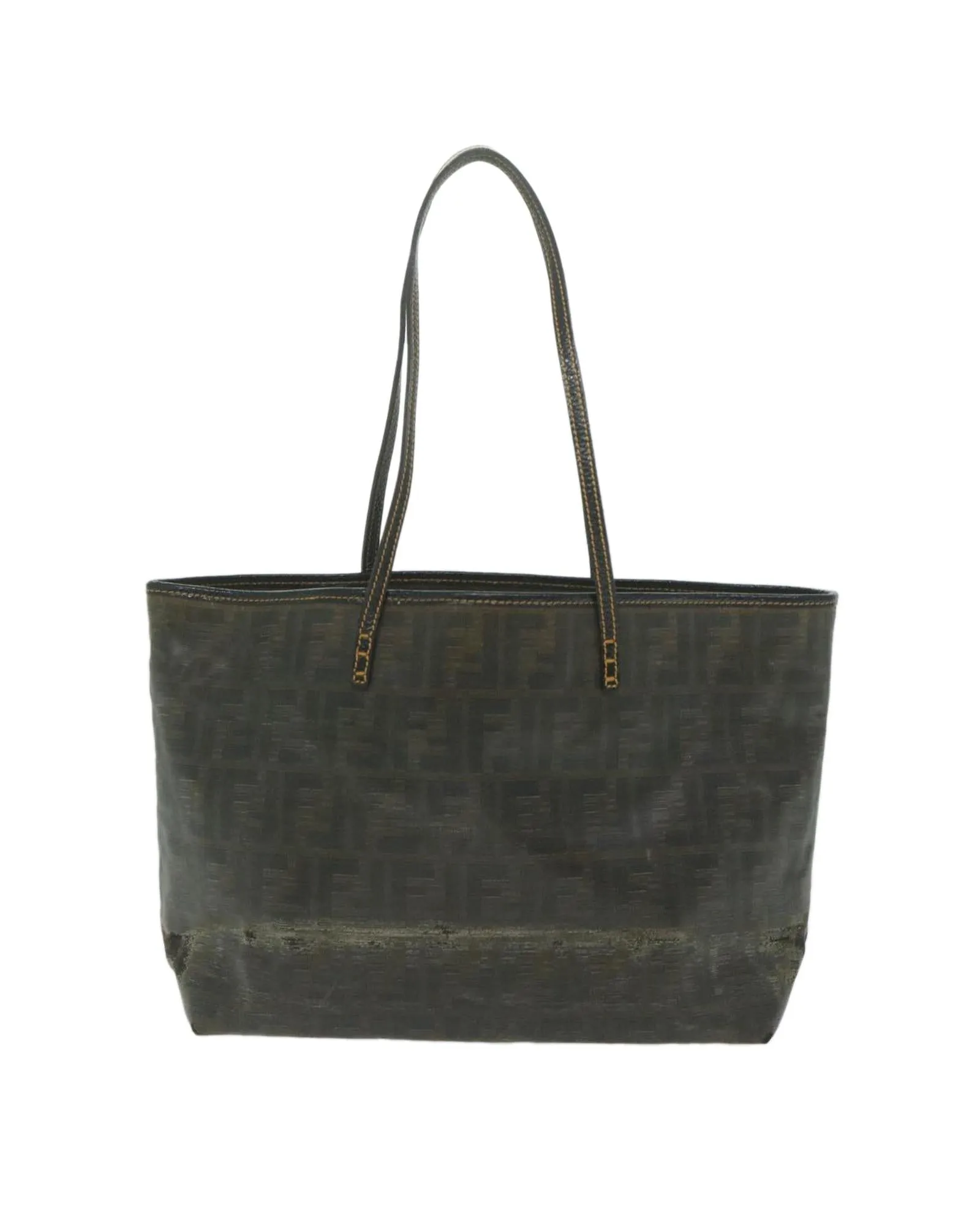 Brown Zucca Canvas Tote Bag with Tarnished Metal Fittings