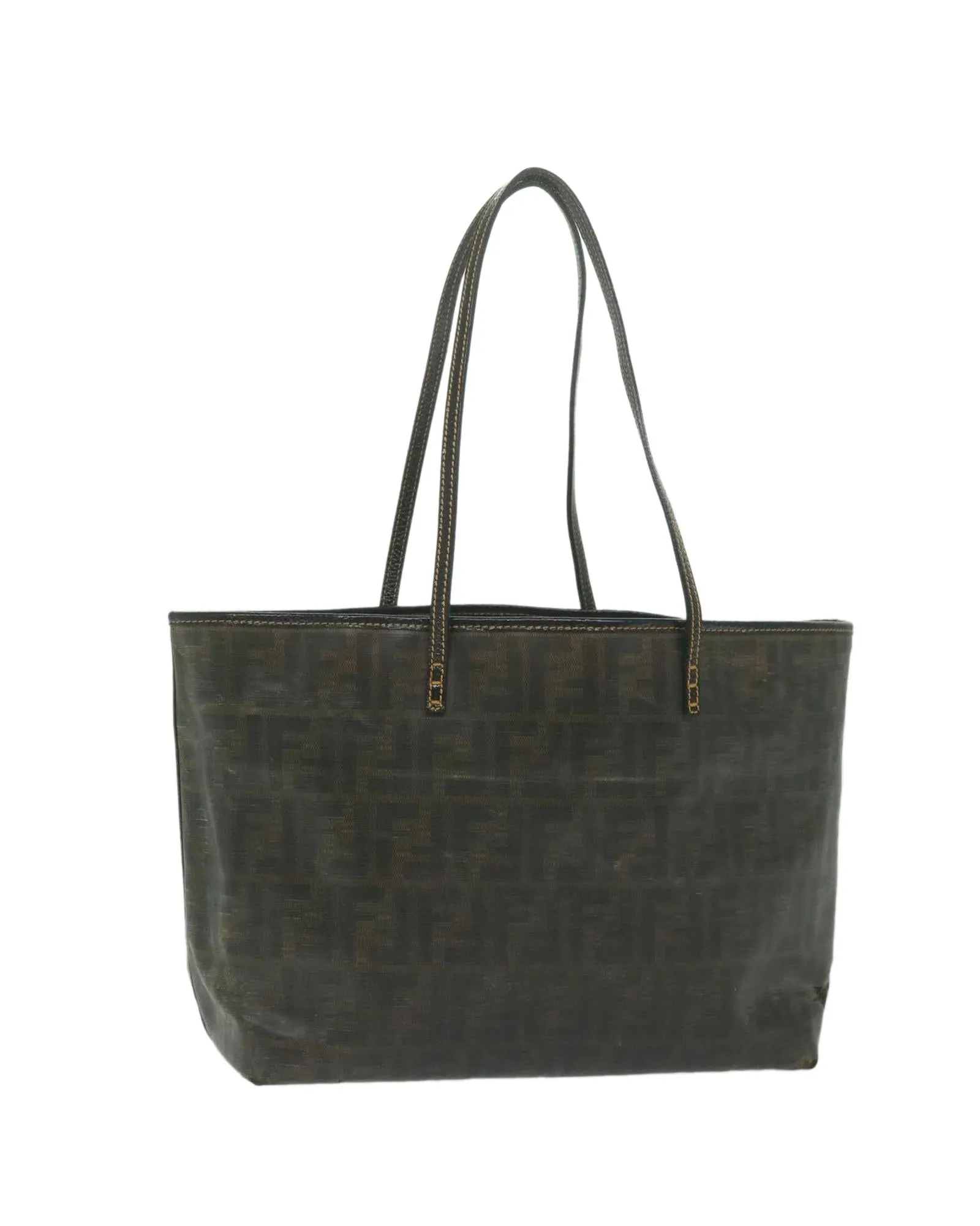 Brown Zucca Canvas Tote Bag with Tarnished Metal Fittings