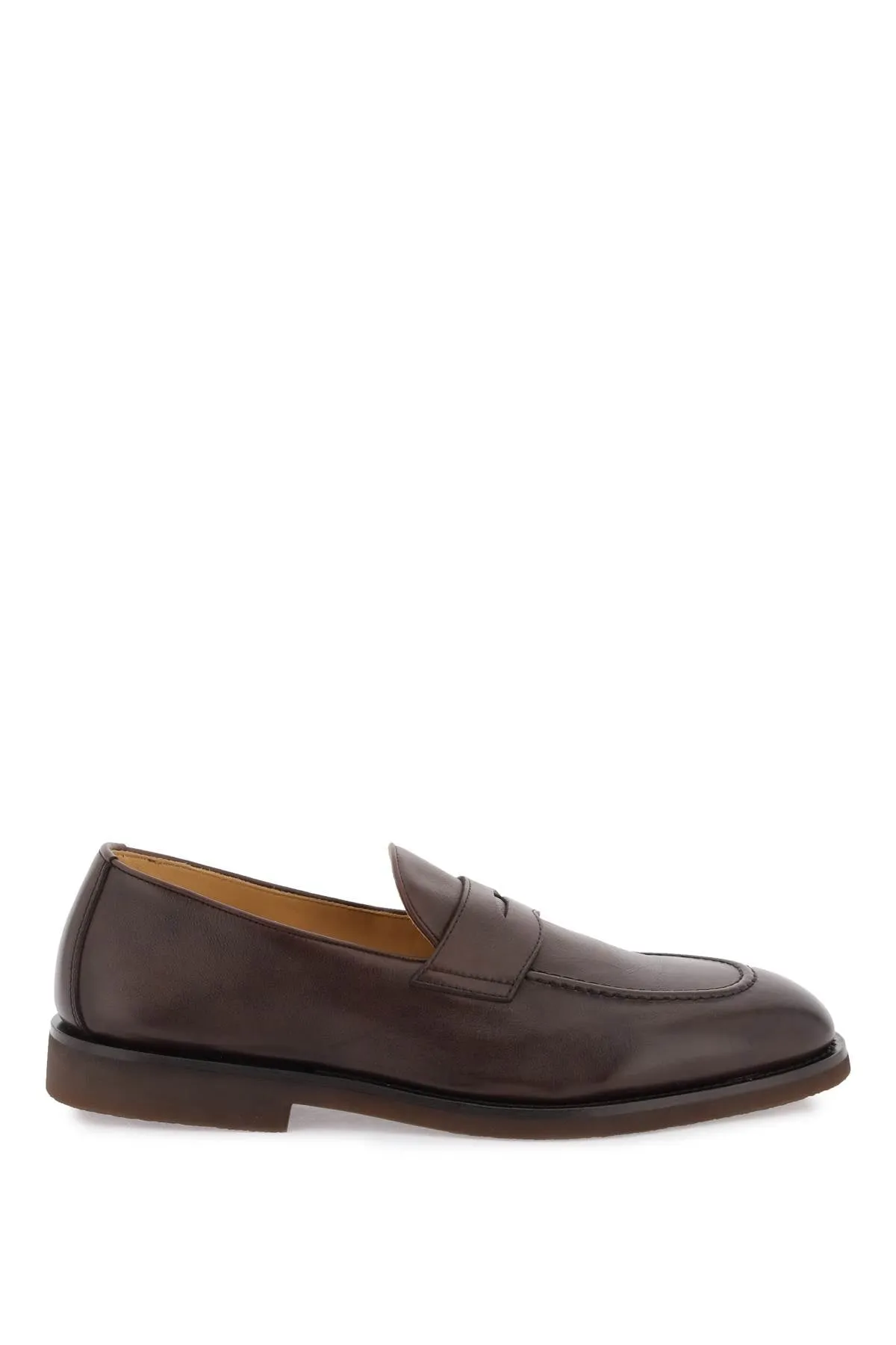 Brunello cucinelli leather penny loafers