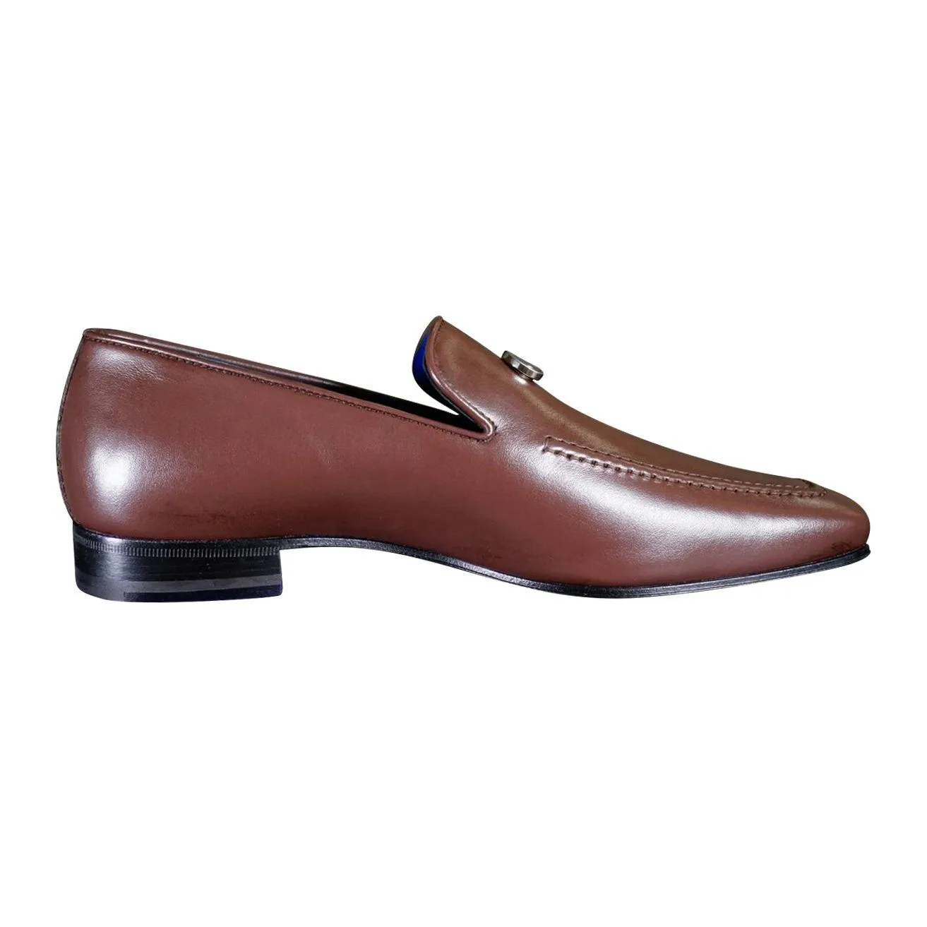 Cacao With Silver Hardware Leather Loafers