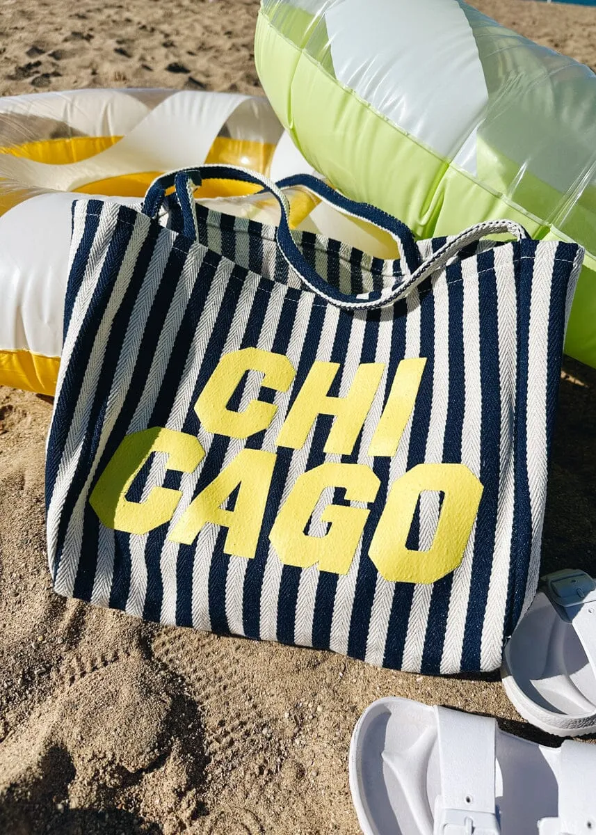 Chicago Stripe Tote - Navy