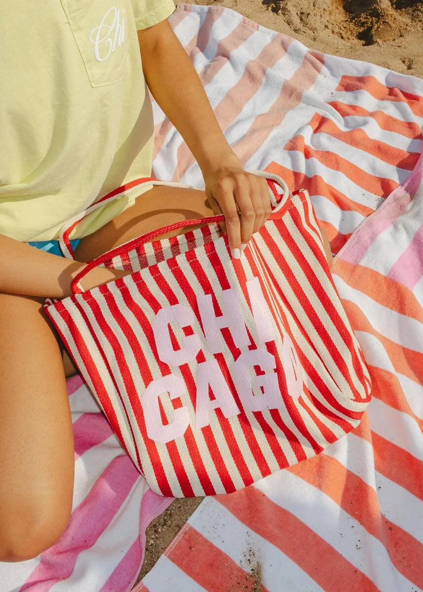 Chicago Stripe Tote - Red