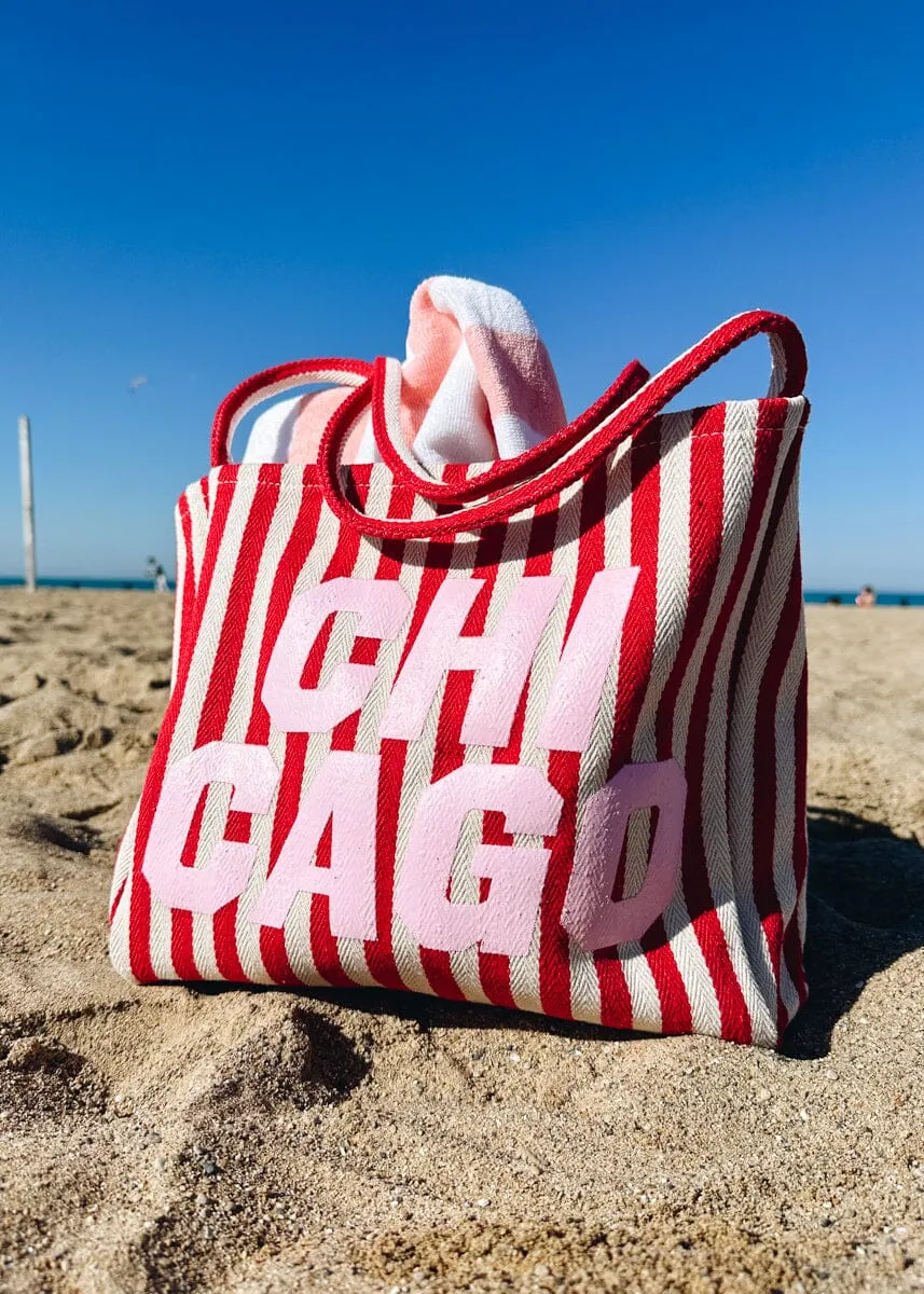 Chicago Stripe Tote - Red