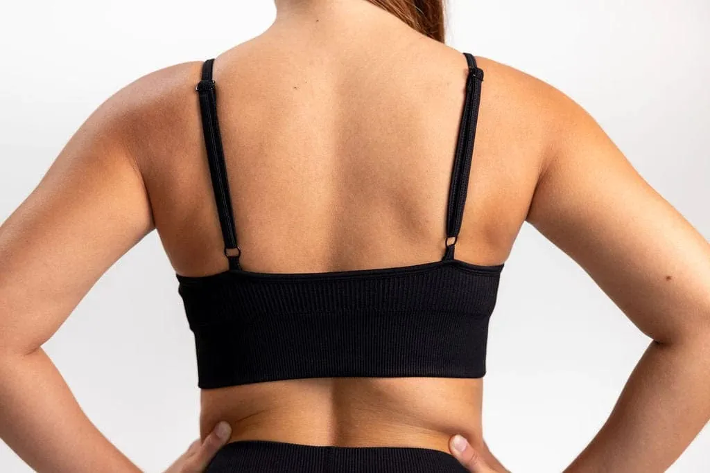 Classic Ribbed Sports Bra - Black