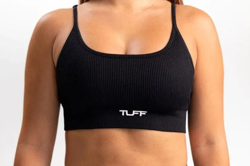 Classic Ribbed Sports Bra - Black