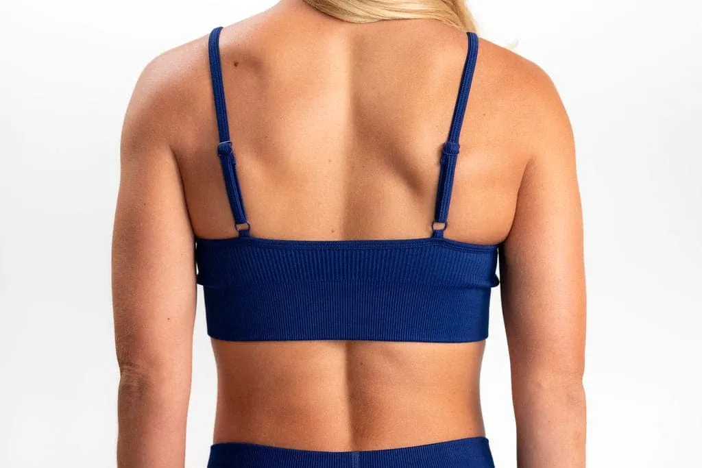 Classic Ribbed Sports Bra - Blue