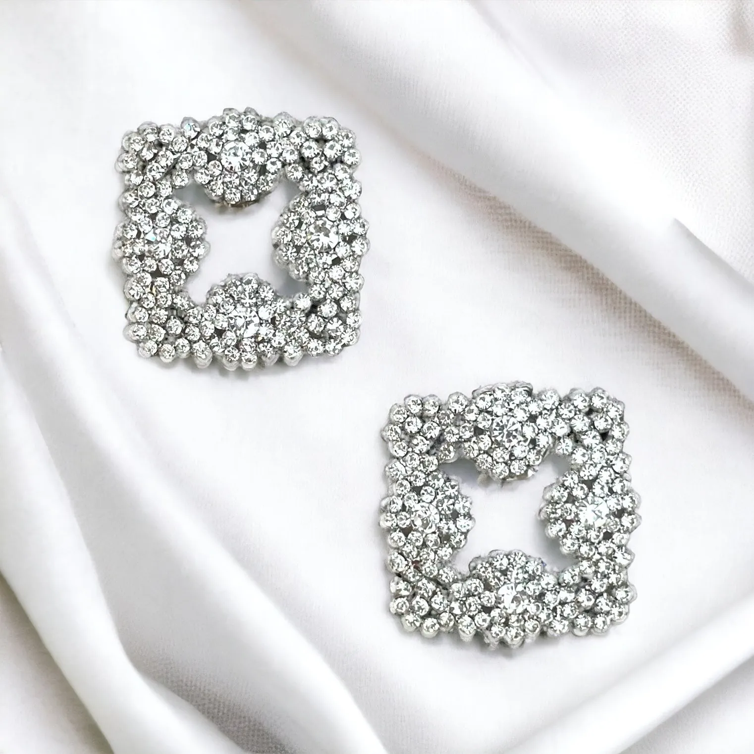 Classic Square  Sparkly Rhinestone Bridal Shoe Decorative Clips