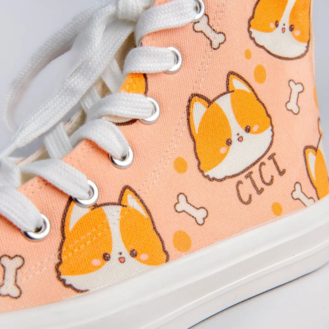 *CLEARANCE* Cici the Corgi High Top Canvas Shoes - Unisex