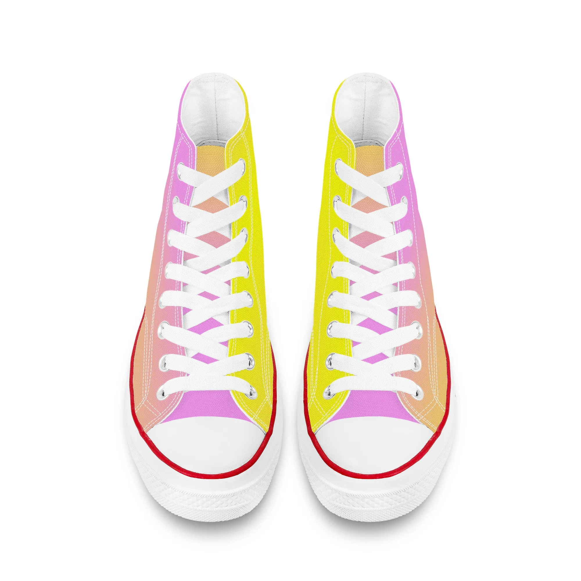 D70 High Top Canvas Shoes - Pink & Yellow