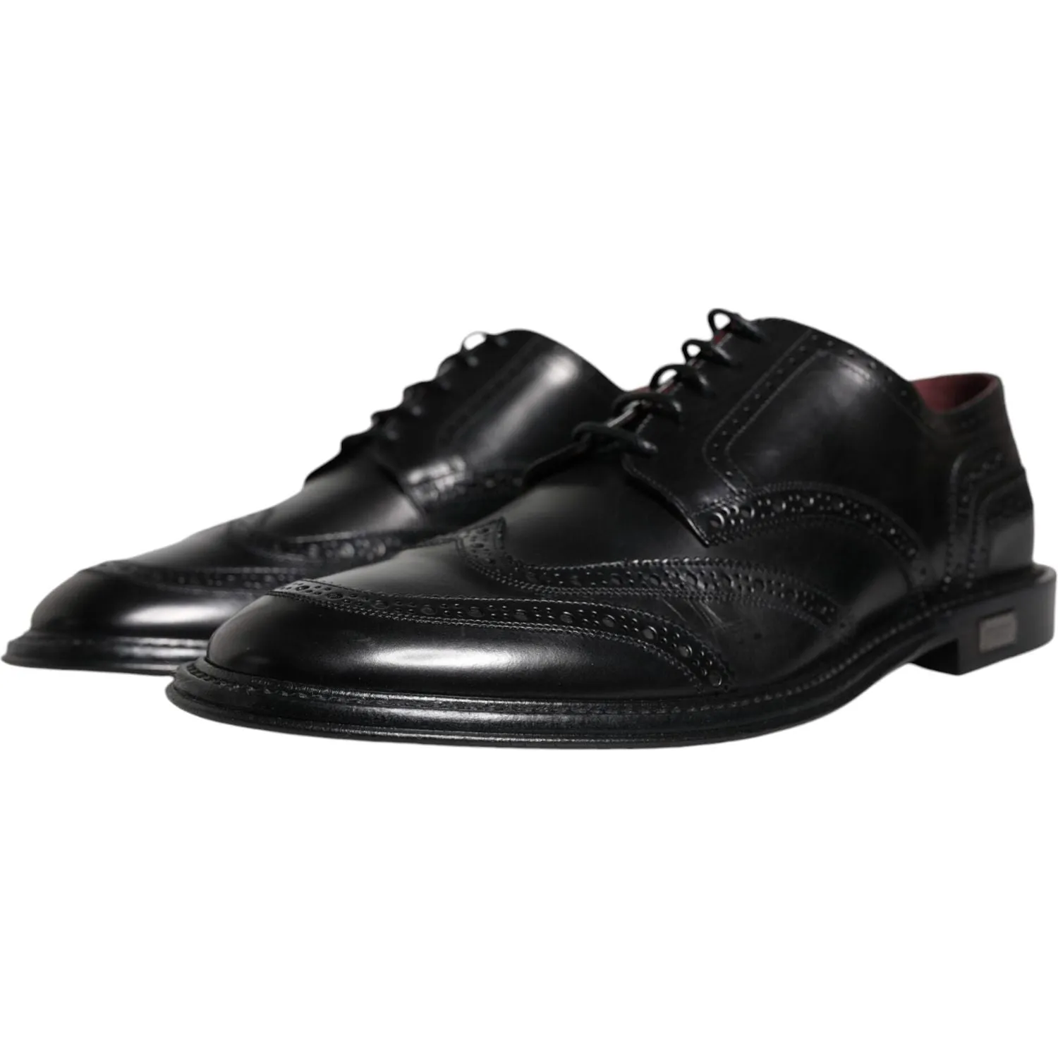 Dolce & Gabbana Black Leather Oxford Wingtip Formal Shoes