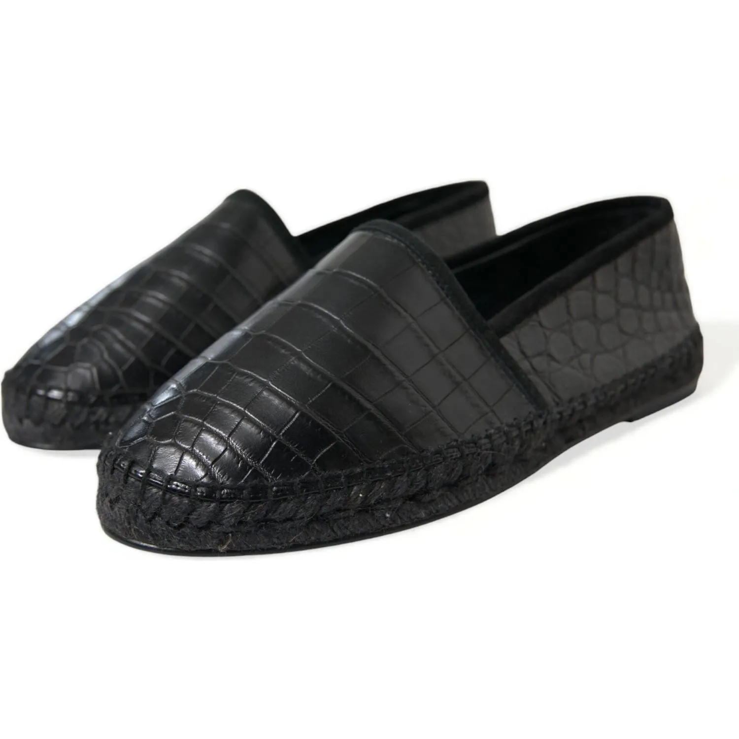 Dolce & Gabbana Exotic Black Leather Espadrilles