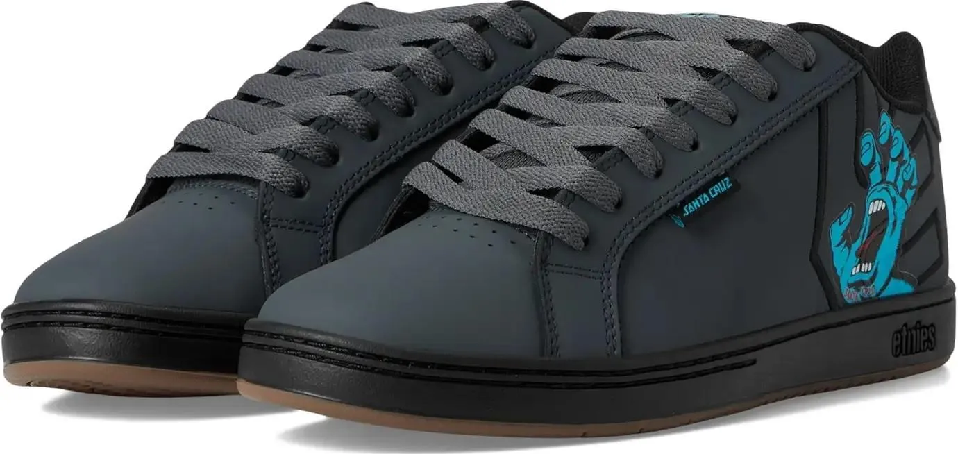 Etnies Fader x Santa Cruz Dark Grey Black Mens Leather Skate Trainers