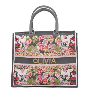 Exotic Oriental Personalized Beaded Large Tote (Made to Order)