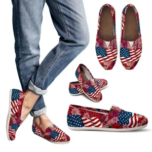 Florist & USA Flag Women's Casual Shoes