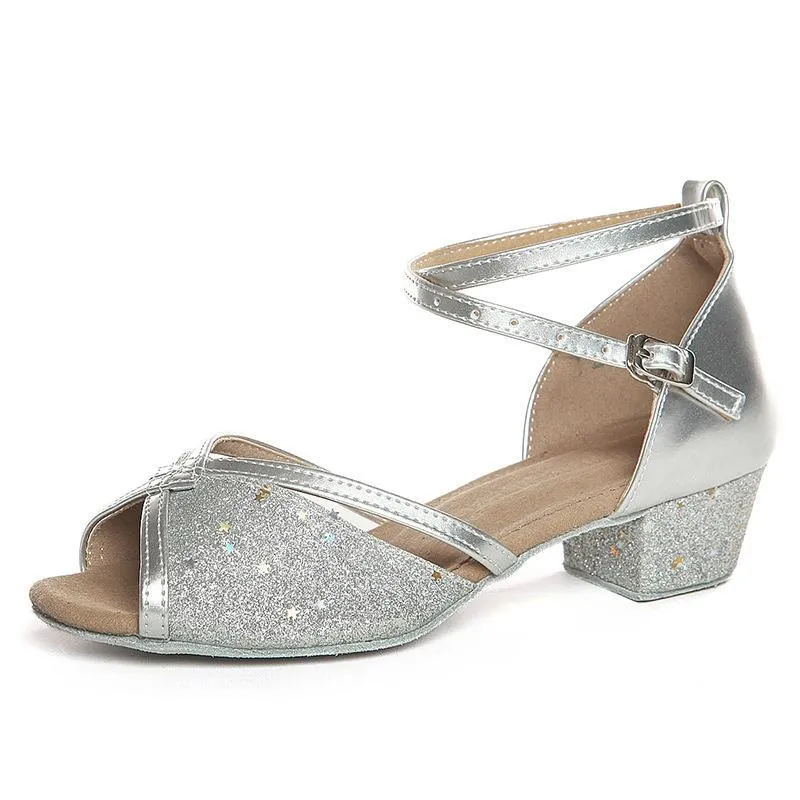 Girls  Sparkling Glitter  Heels Latin With Buckle Dance Shoes/Ballroom Shoes