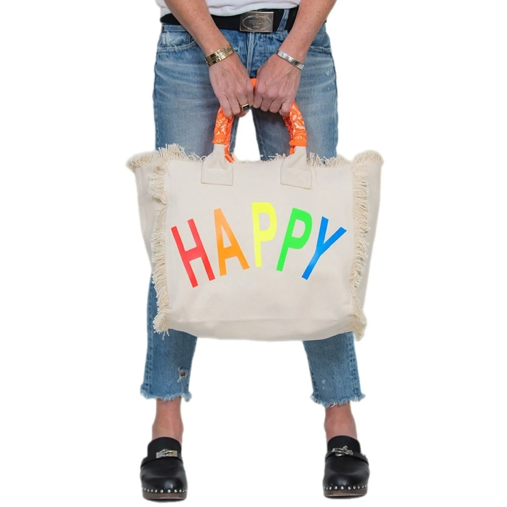 Happy Canvas Fringe Tote Bag