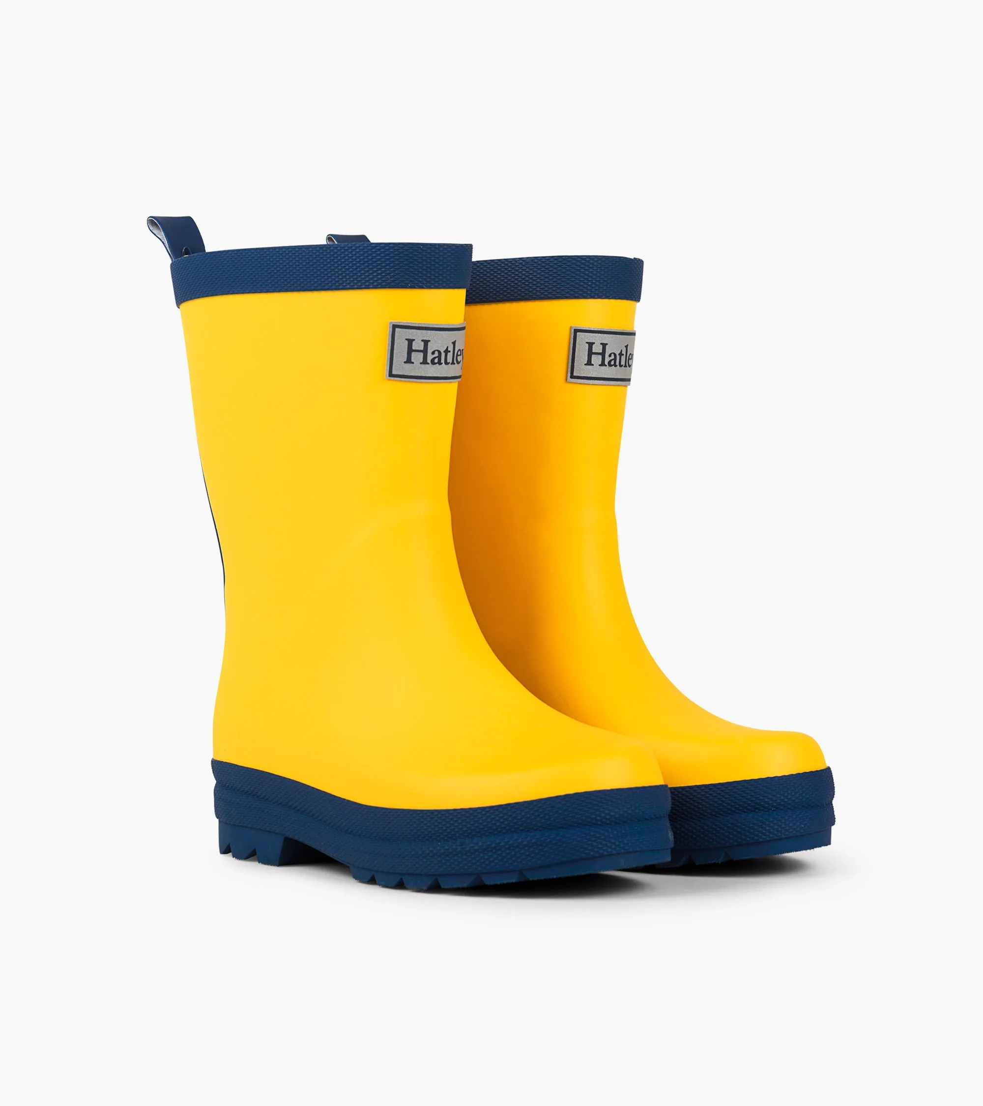 Hatley Matte Rain Boots -- Yellow w/ Navy Trim