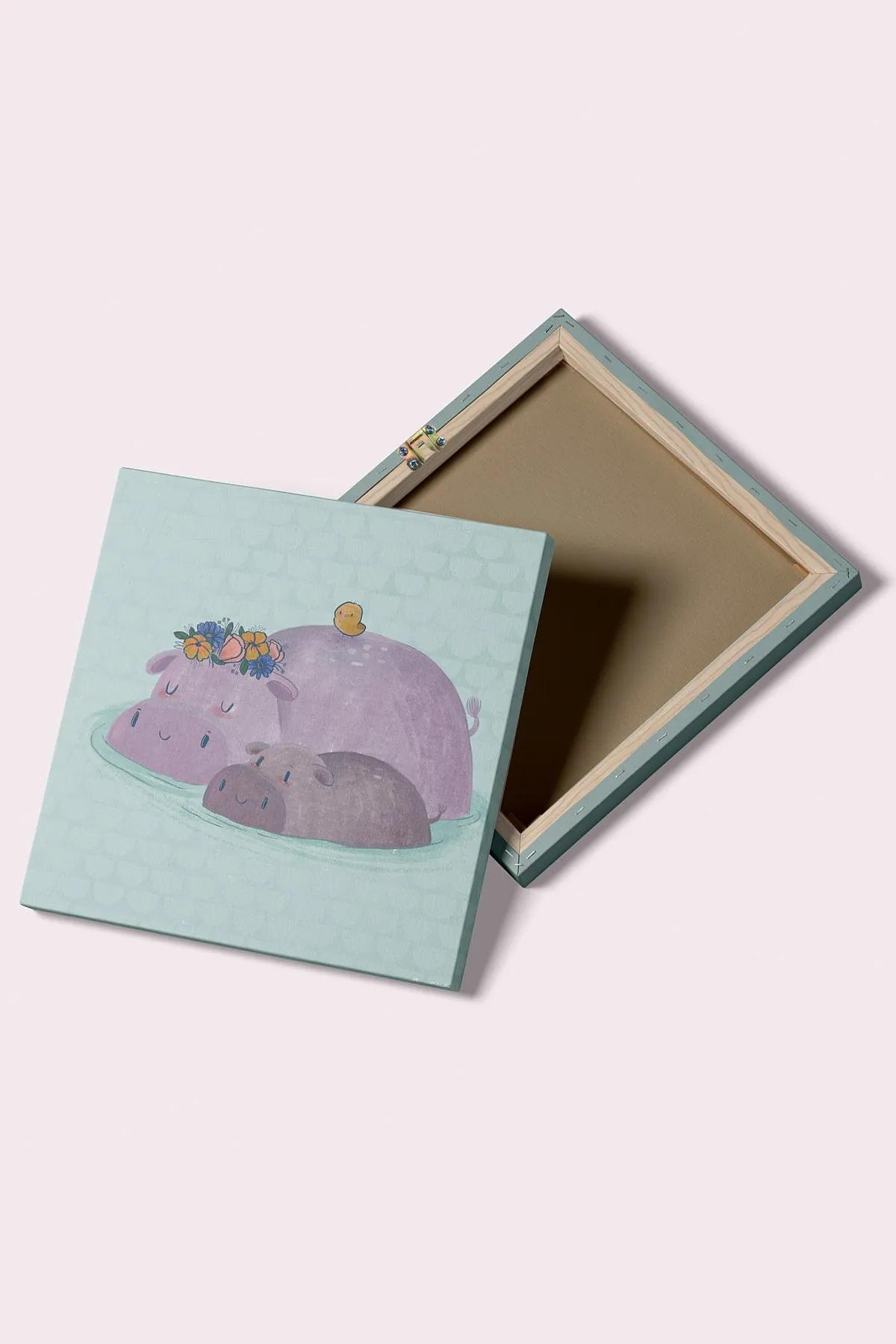 Hippo Family Canvas Wall Art