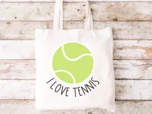 I Love Tennis Canvas Tote Bag