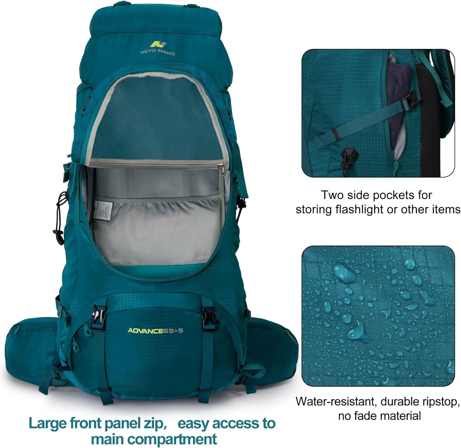 Internal Frame Hiking Backpack 50/60/65/70/80L, Waterproof Rain Cover