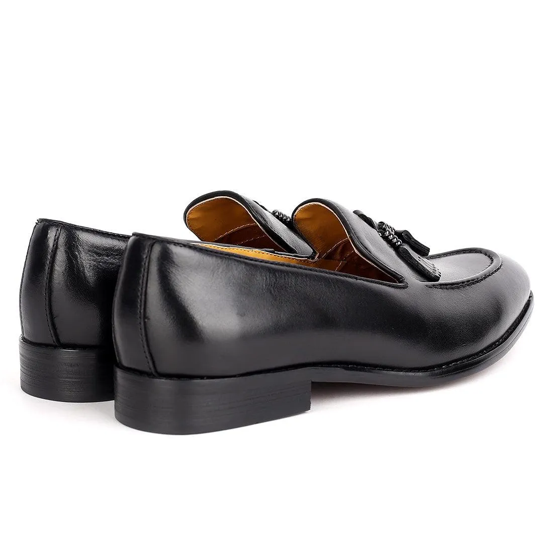 J.M Weston Elegant Black Textile Designed Leather Shoe