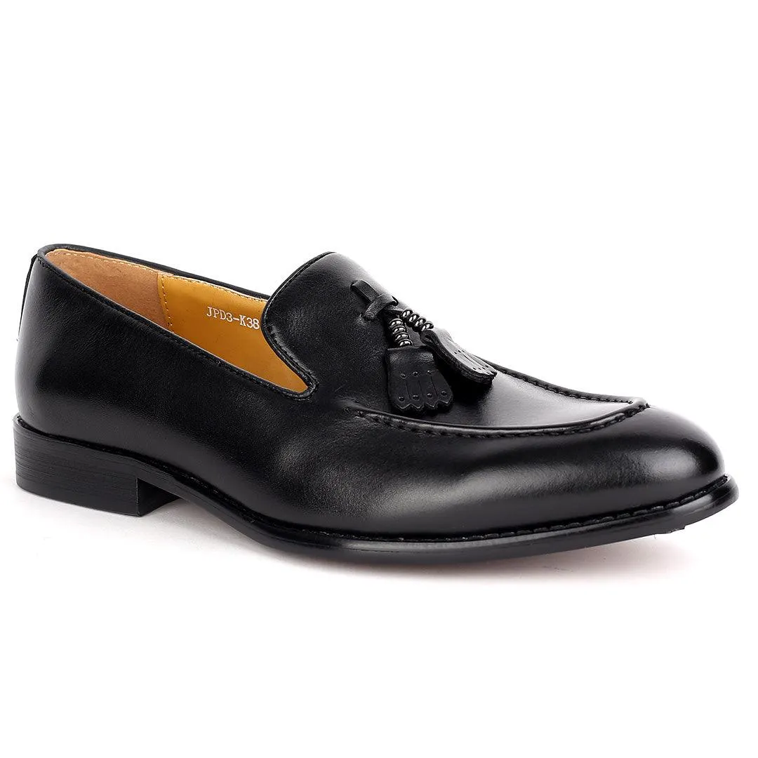 J.M Weston Elegant Black Textile Designed Leather Shoe