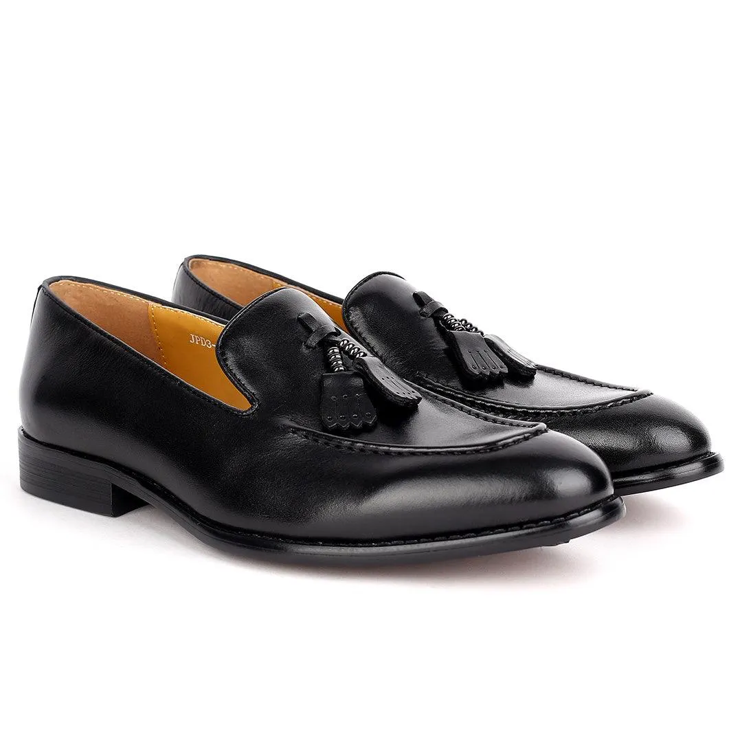 J.M Weston Elegant Black Textile Designed Leather Shoe