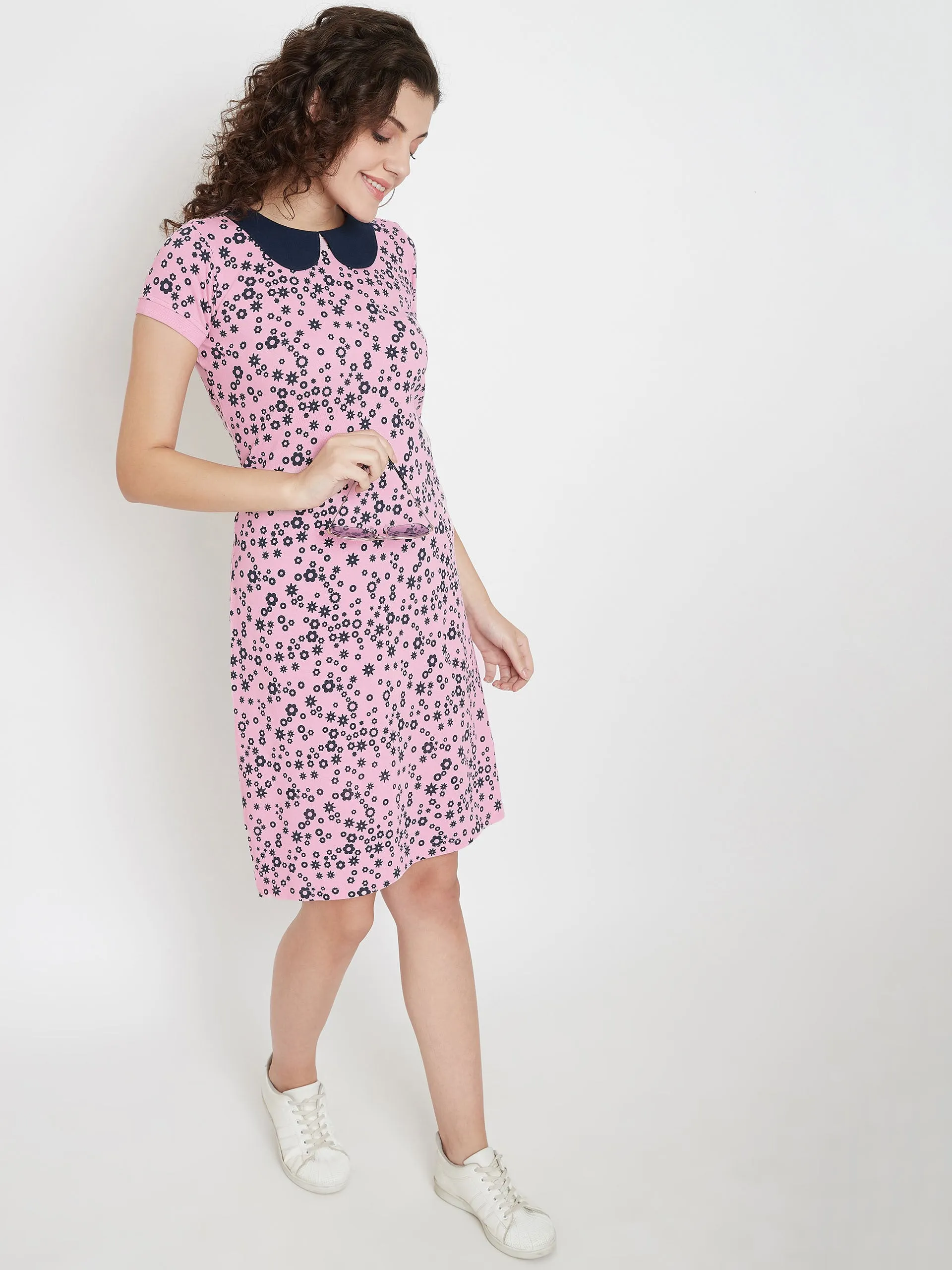 JUMP USA Women Printed Pink A-Line Dress