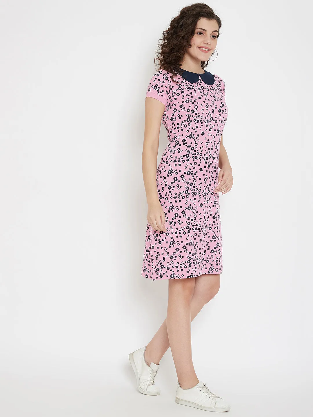 JUMP USA Women Printed Pink A-Line Dress