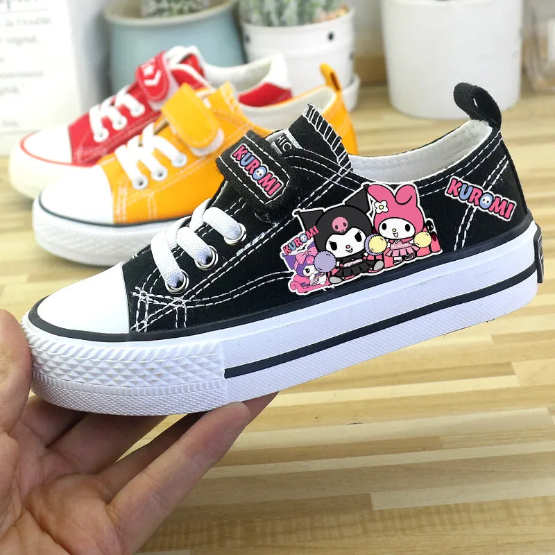 Kawaii Kuromi Student Canvas Shoes Kids Size with Velcro Fastener