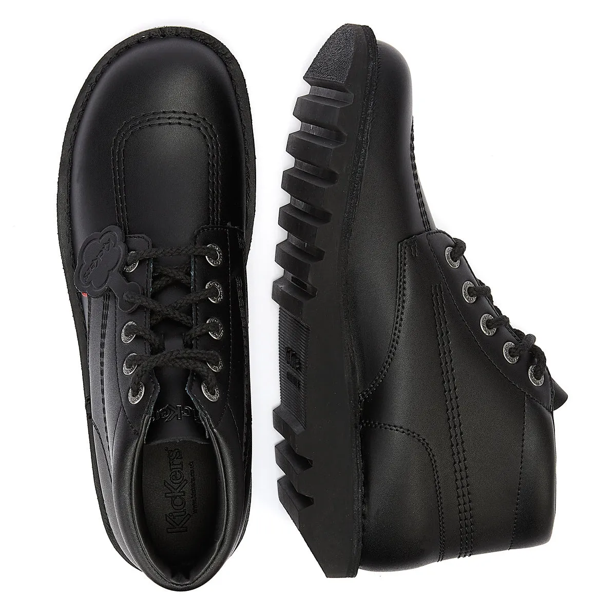 Kickers Kick Hi Youth Black Leather Ankle School Boots