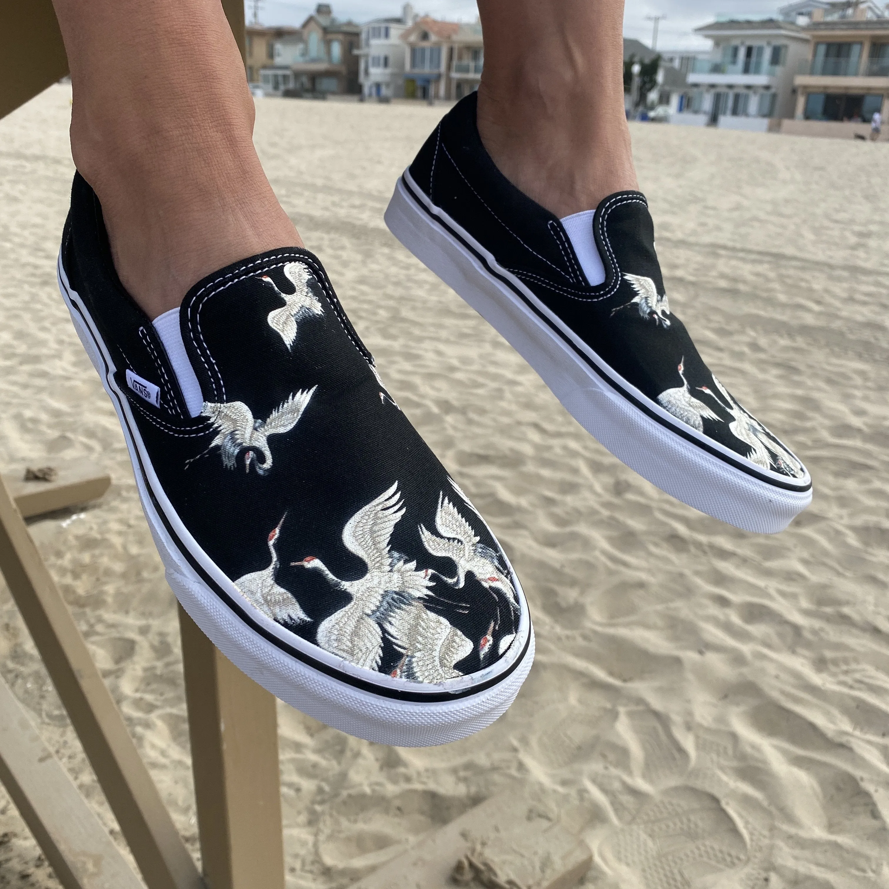 Kids Shoes - Flying Cranes Custom Slip Ons