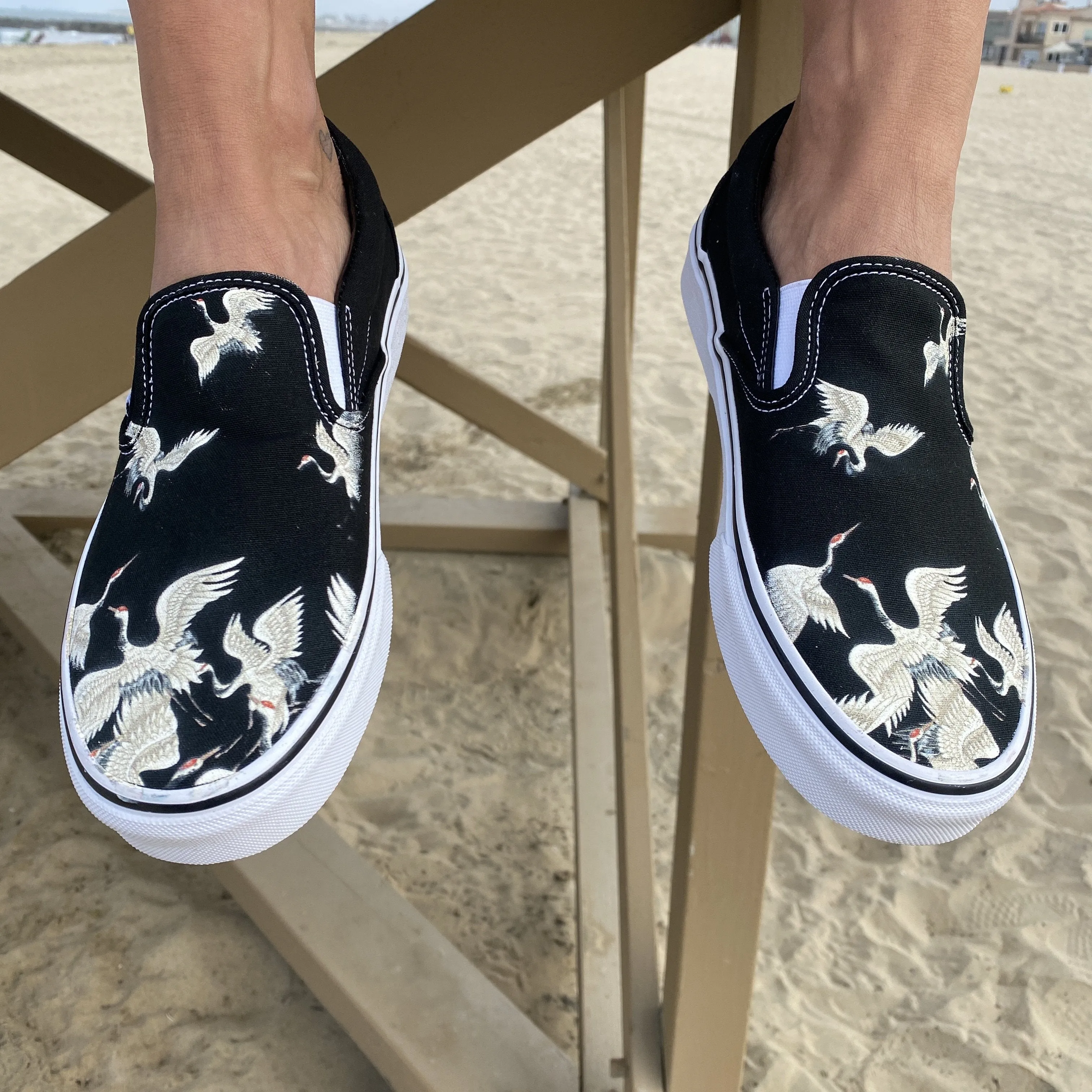 Kids Shoes - Flying Cranes Custom Slip Ons