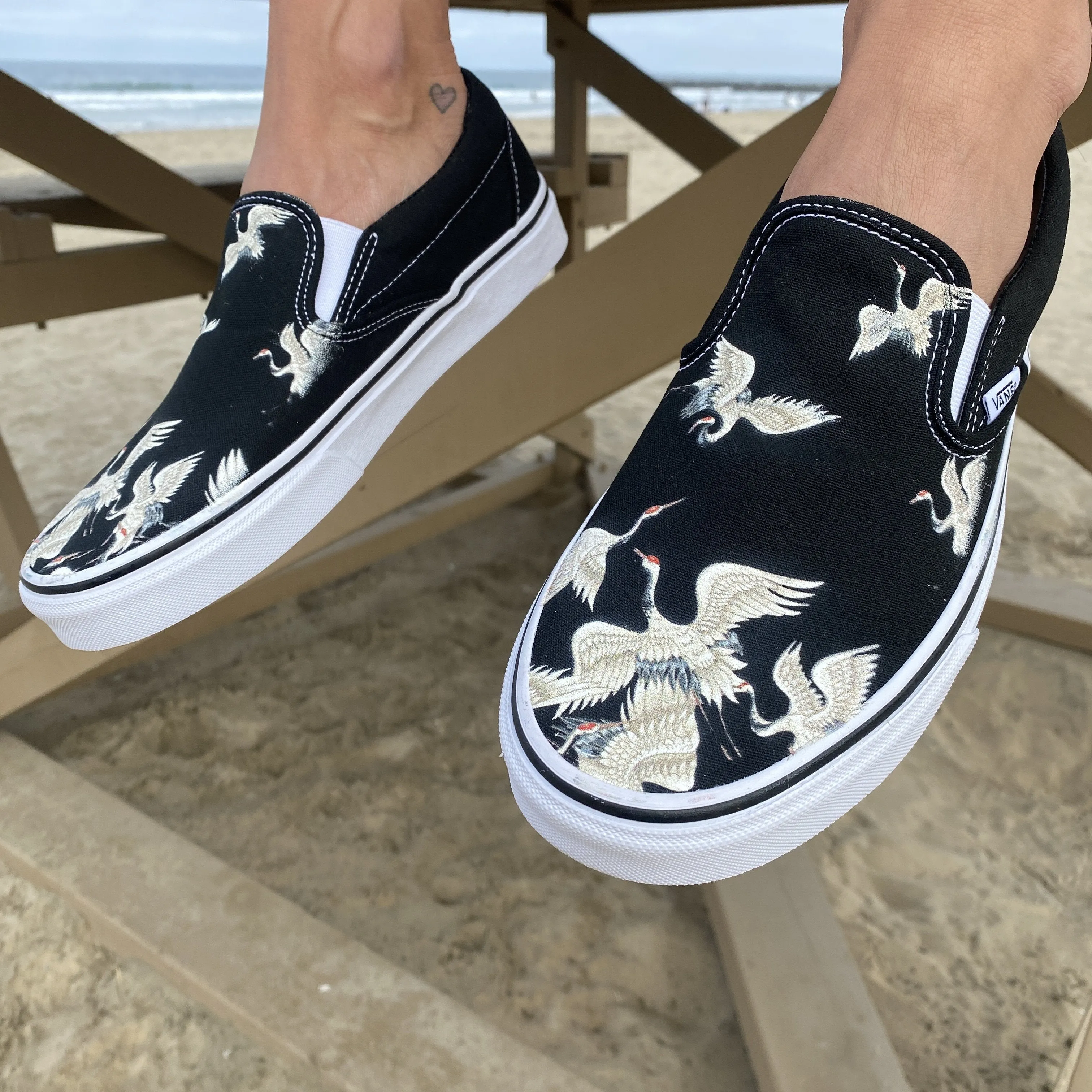 Kids Shoes - Flying Cranes Custom Slip Ons