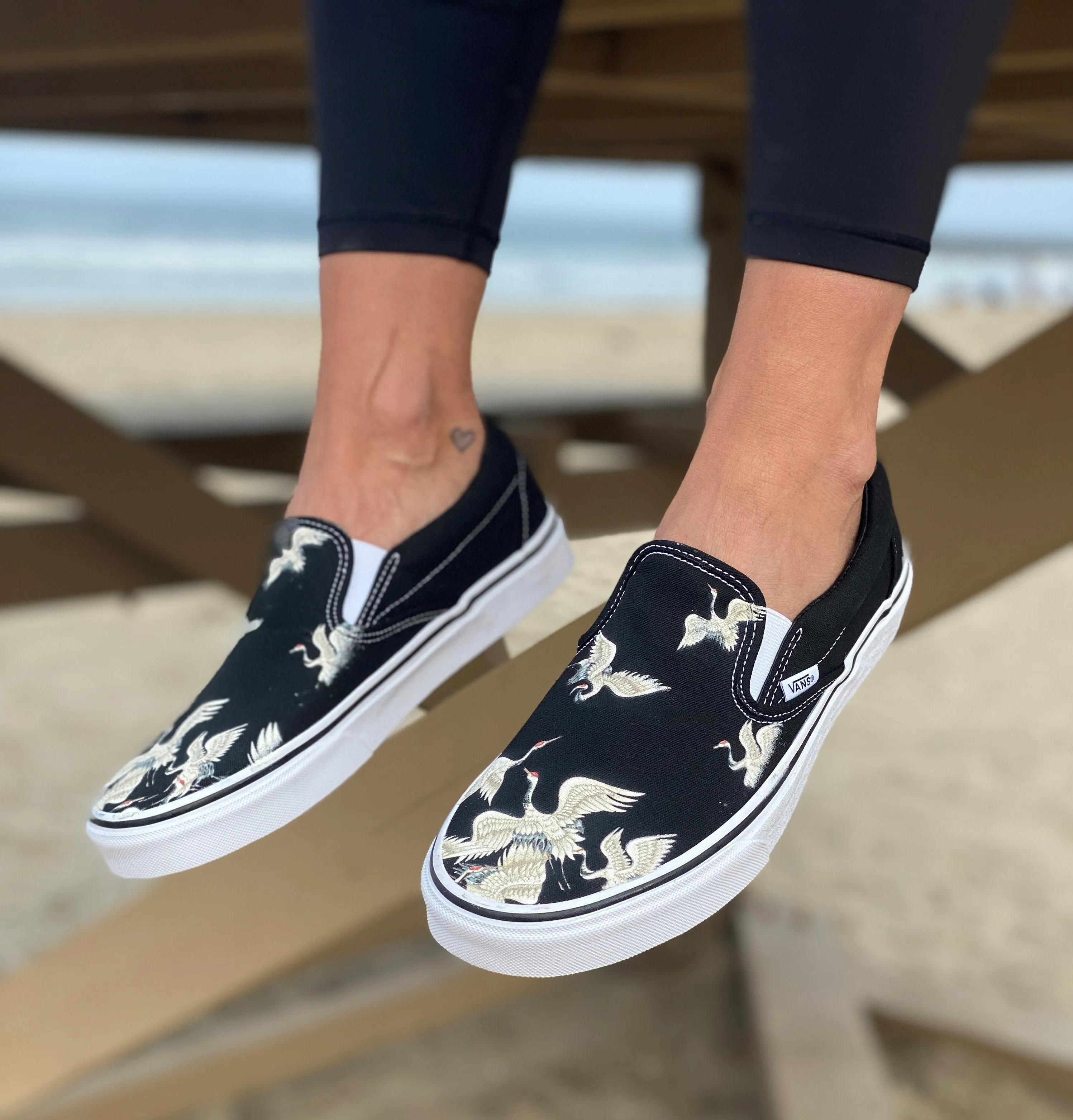 Kids Shoes - Flying Cranes Custom Slip Ons