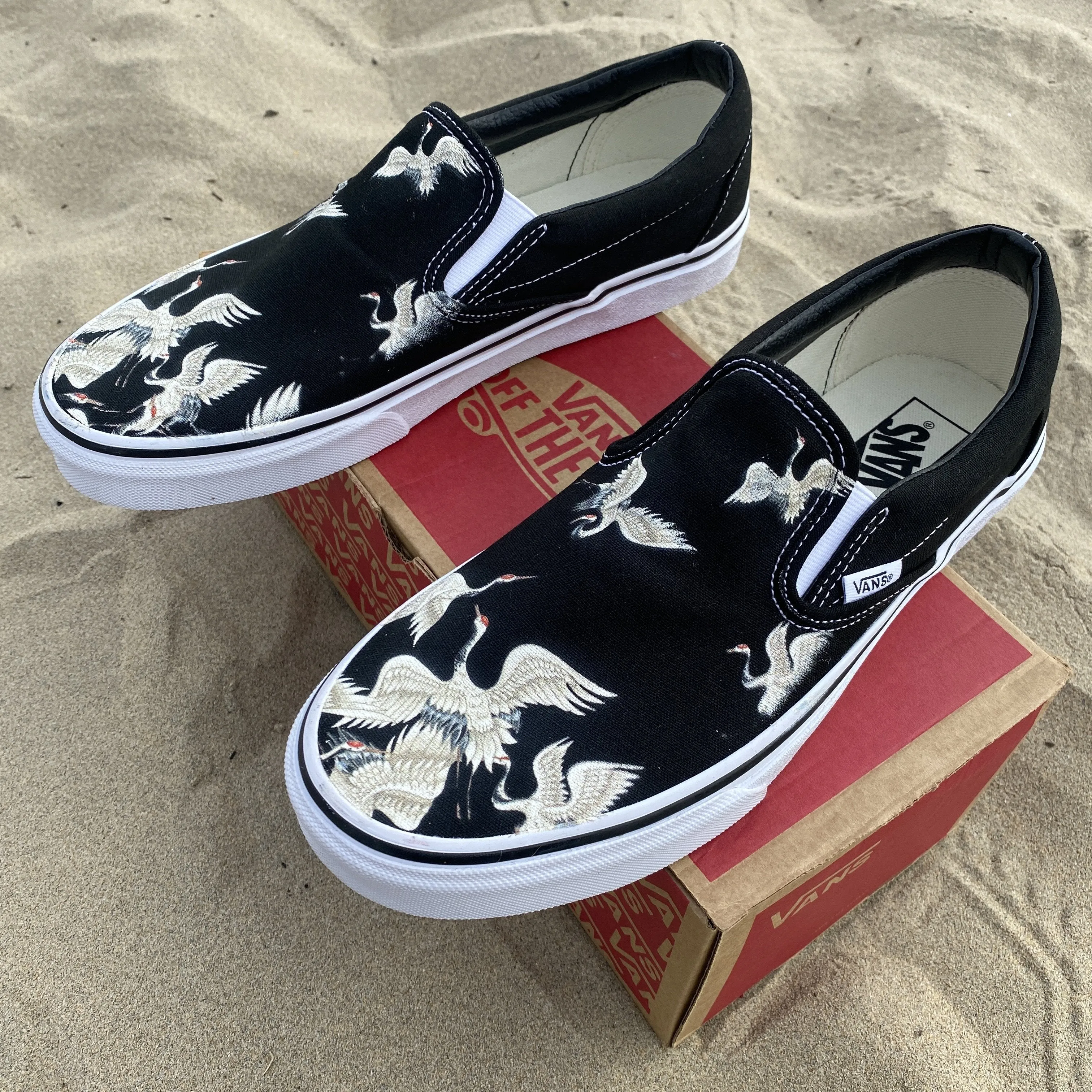 Kids Shoes - Flying Cranes Custom Slip Ons