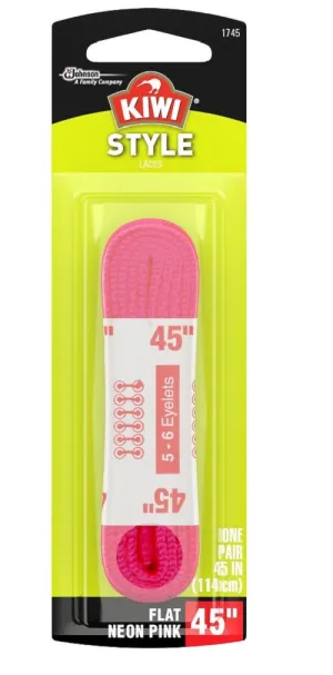 KIWI - Style Flat Neon Pink 45" Laces - 1 Pair