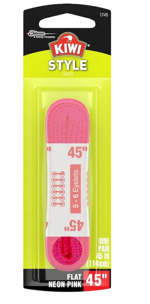 KIWI - Style Flat Neon Pink 45" Laces - 1 Pair