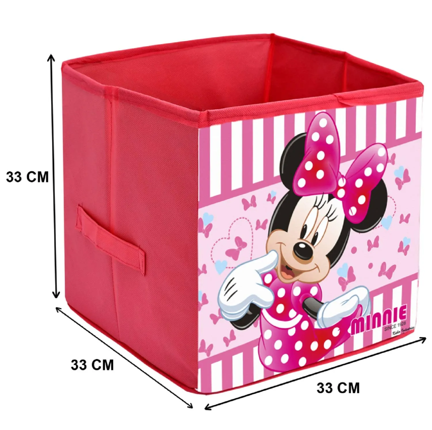 Kuber Industries Disney Print Non Woven Fabric 4 Pieces Foldable Large Size Cloth Storage Box Toy, Books Wardrobe Organiser Cube with Handle (Black & Brown & Royal Blue & Pink) - KUBMART02384