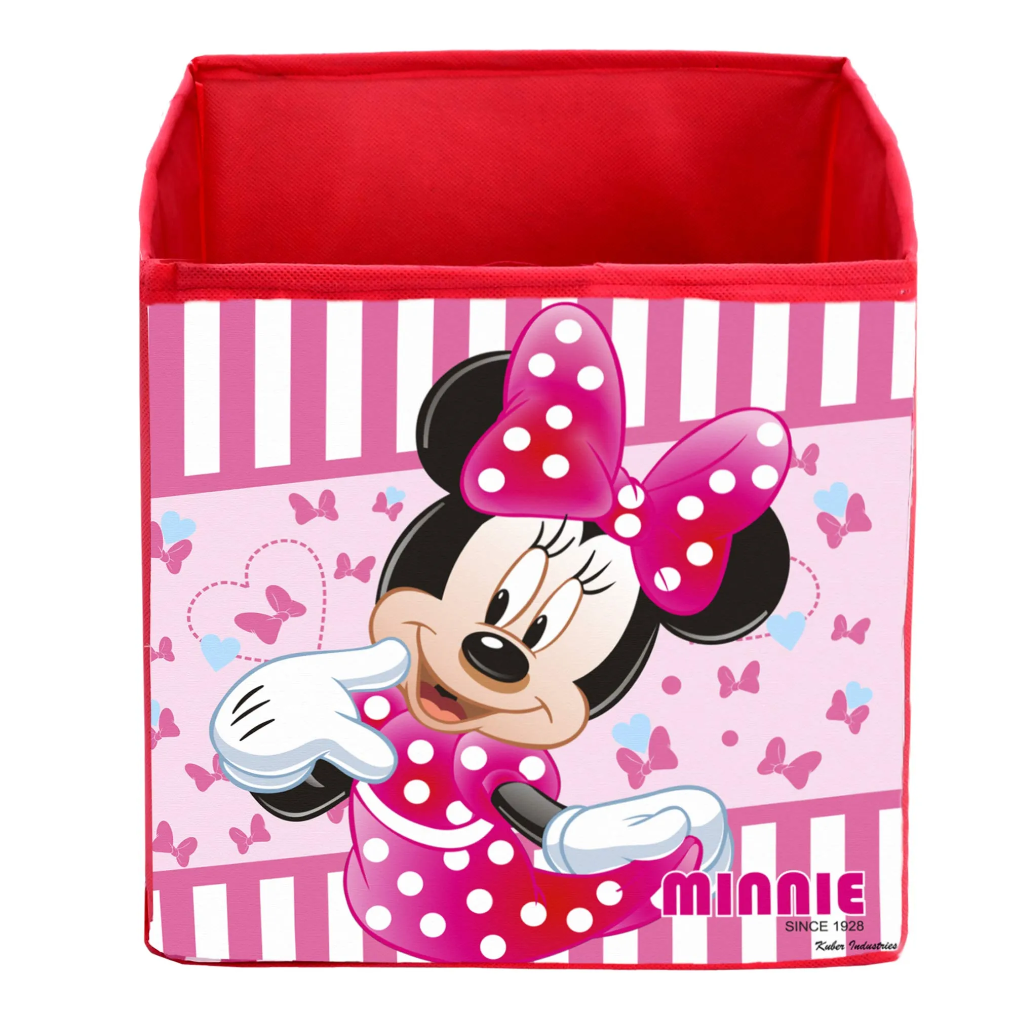 Kuber Industries Disney Print Non Woven Fabric 4 Pieces Foldable Large Size Cloth Storage Box Toy, Books Wardrobe Organiser Cube with Handle (Black & Brown & Royal Blue & Pink) - KUBMART02384