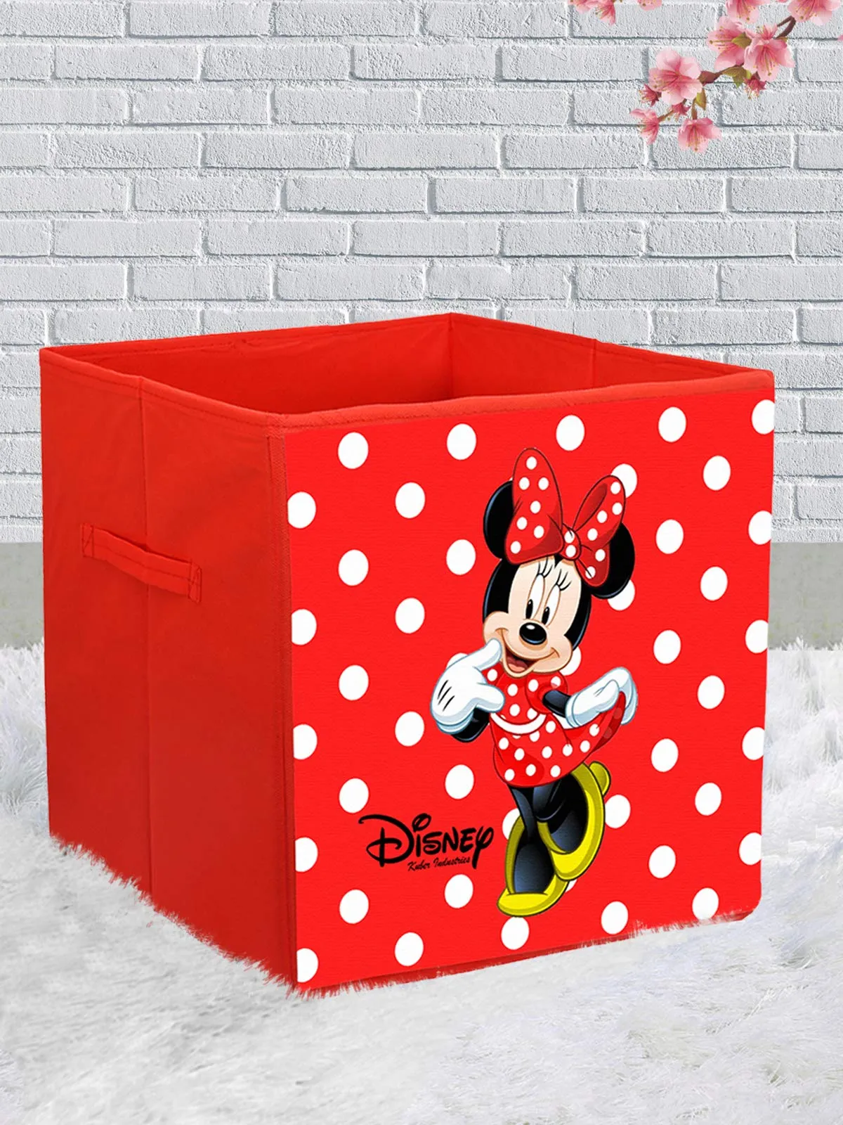 Kuber Industries Disney Print Non Woven Fabric 4 Pieces Foldable Large Size Storage Cube Toy, Books, Shoes Storage Box with Handle (Black, Red, Maroon & Brown)-KUBMART10829