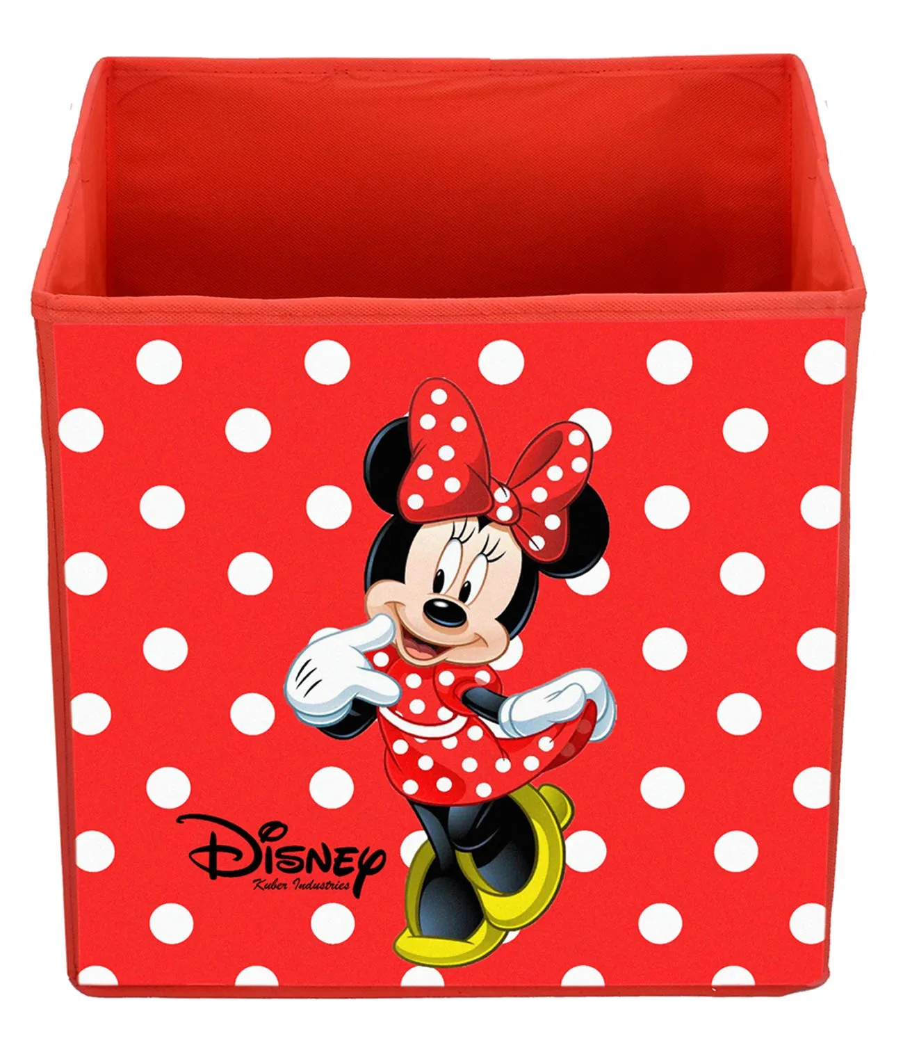 Kuber Industries Disney Print Non Woven Fabric 4 Pieces Foldable Large Size Storage Cube Toy, Books, Shoes Storage Box with Handle (Black, Red, Maroon & Brown)-KUBMART10829