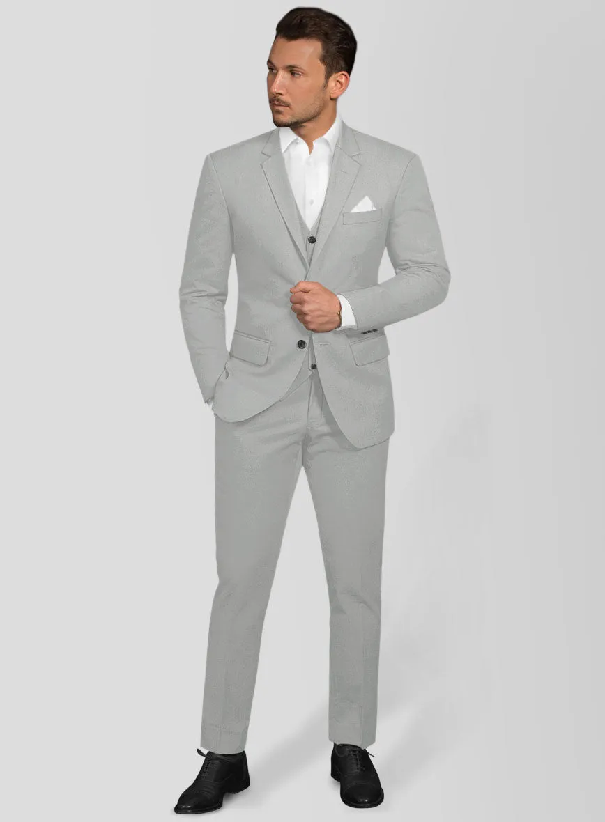 Light Gray Feather Cotton Canvas Stretch Suit